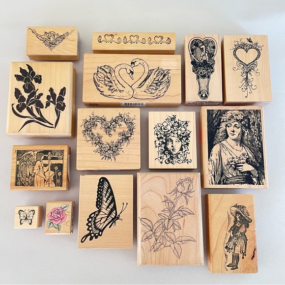 Lot Of Feminine Rubber Stamps Women Renaissance Art PSX Floral Rose Butterfly - Picture 6 of 10